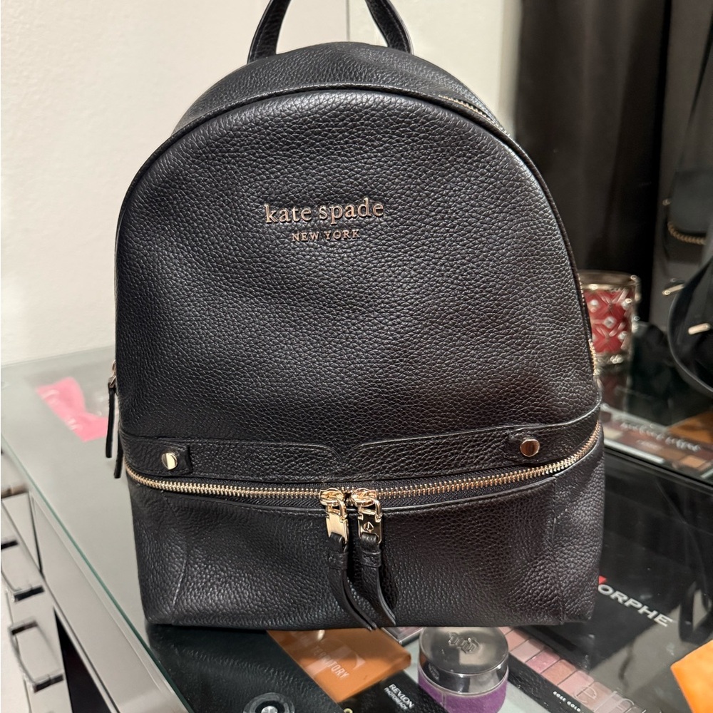 Kate Spade Medium Black Pebbled Leather Backpack